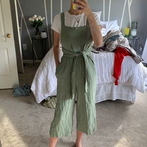 Sage Green Tie Jumpsuit